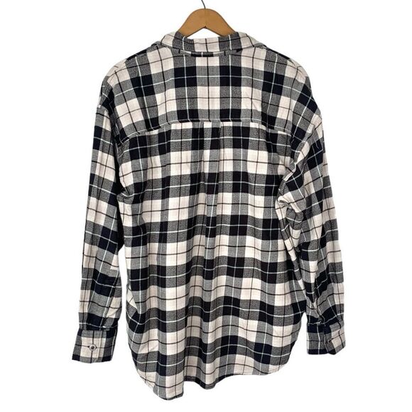 Levi’s SilverTab Oversized Boyfriend Black Beige Plaid Flannel NWT - Picture 5 of 8